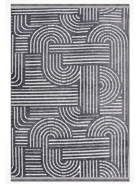 Crea Halı Rana 6116S Antrasit Yazlık Halı Kaydırmaz Taban Renkli Yıkanabilir Dokuma Kilim