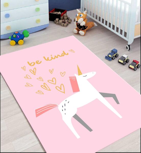 Cino 74 Pembe Unicorn Çocuk Odası Halı Bebek Oyun Halısı