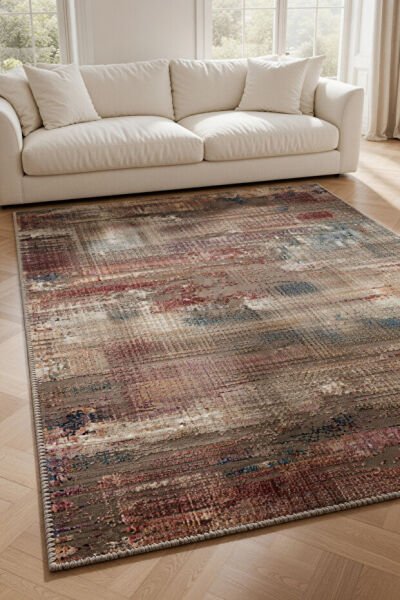 Drom Pamuk Dokuma Taban Kaymaz Şönil Makinede Yıkanabilir Modern Vintage Salon Yatak Odası Mutfak Koridor Yolluk Halı