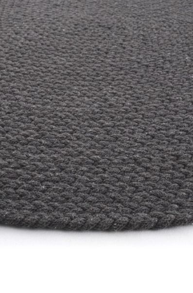 Lunox Antrasit Hasır Örgü Çift Taraflı Dokuma Yolluk Jüt Kilim Oval Banyo Paspası