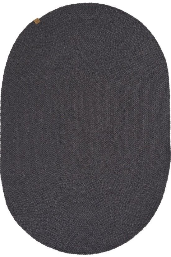Lunox Antrasit Hasır Örgü Çift Taraflı Dokuma Yolluk Jüt Kilim Oval Banyo Paspası