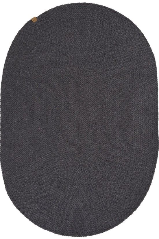 Lunox Antrasit Hasır Örgü Çift Taraflı Dokuma Yolluk Jüt Kilim Oval Banyo Paspası
