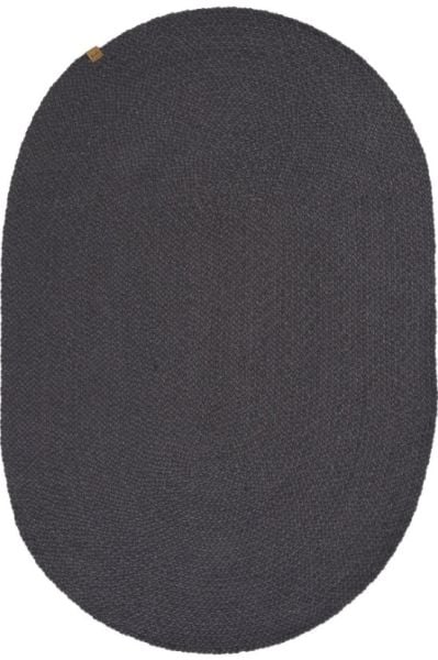Lunox Antrasit Hasır Örgü Çift Taraflı Dokuma Yolluk Jüt Kilim Oval Banyo Paspası