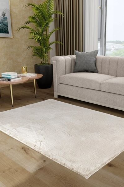 Luka Tavşan Post Pudra Yumuşak Tüylü Kaymaz Tabanlı Ekstra Yumuşak Dokulu Halı