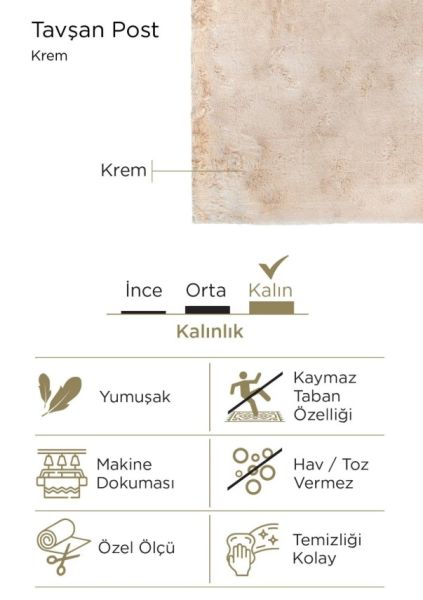 Luka Tavşan Post Pudra Yumuşak Tüylü Kaymaz Tabanlı Ekstra Yumuşak Dokulu Halı