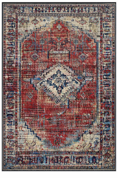 Drom Pamuk Dokuma Taban Kaymaz Şönil Makinede Yıkanabilir Vintage Çerçeveli Eskitme Desen Salon Yatak Odası Mutfak Koridor Yolluk Halı