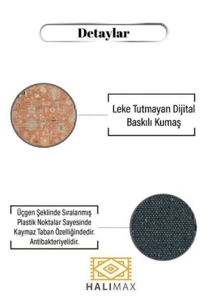 Drom Pamuk Dokuma Taban Kaymaz Şönil Makinede Yıkanabilir Vintage Çerçeveli Eskitme Desen Salon Yatak Odası Mutfak Koridor Yolluk Halı