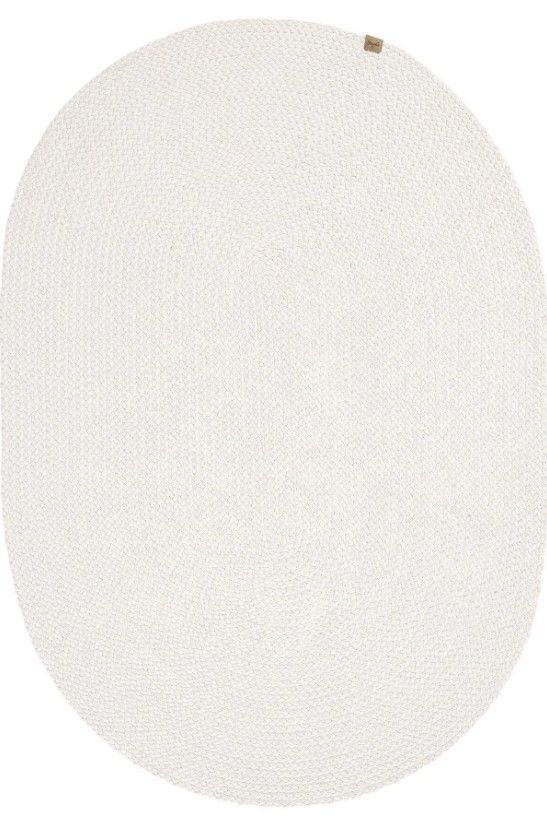 Lunox Beyaz Hasır Örgü Çift Taraflı Dokuma Yolluk Jüt Kilim Oval Banyo Paspası