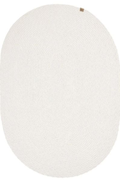 Lunox Beyaz Hasır Örgü Çift Taraflı Dokuma Yolluk Jüt Kilim Oval Banyo Paspası