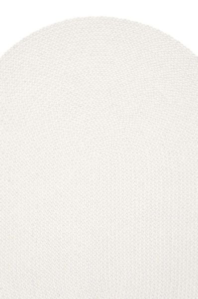 Lunox Beyaz Hasır Örgü Çift Taraflı Dokuma Yolluk Jüt Kilim Oval Banyo Paspası