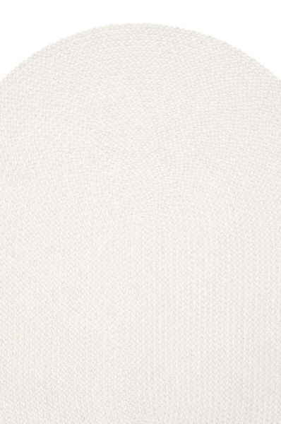 Lunox Beyaz Hasır Örgü Çift Taraflı Dokuma Yolluk Jüt Kilim Oval Banyo Paspası