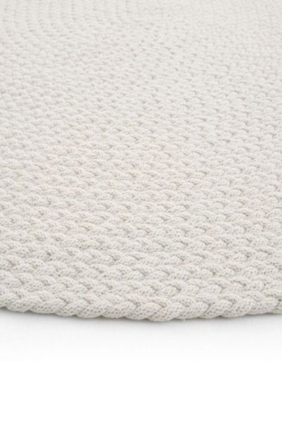 Lunox Beyaz Hasır Örgü Çift Taraflı Dokuma Yolluk Jüt Kilim Oval Banyo Paspası