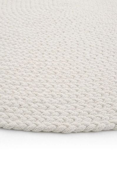 Lunox Beyaz Hasır Örgü Çift Taraflı Dokuma Yolluk Jüt Kilim Oval Banyo Paspası