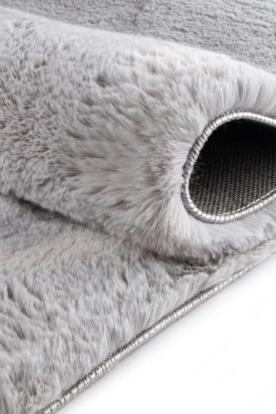 Luka Tavşan Post Gri Yumuşak Tüylü Kaymaz Tabanlı Ekstra Yumuşak Dokulu Halı