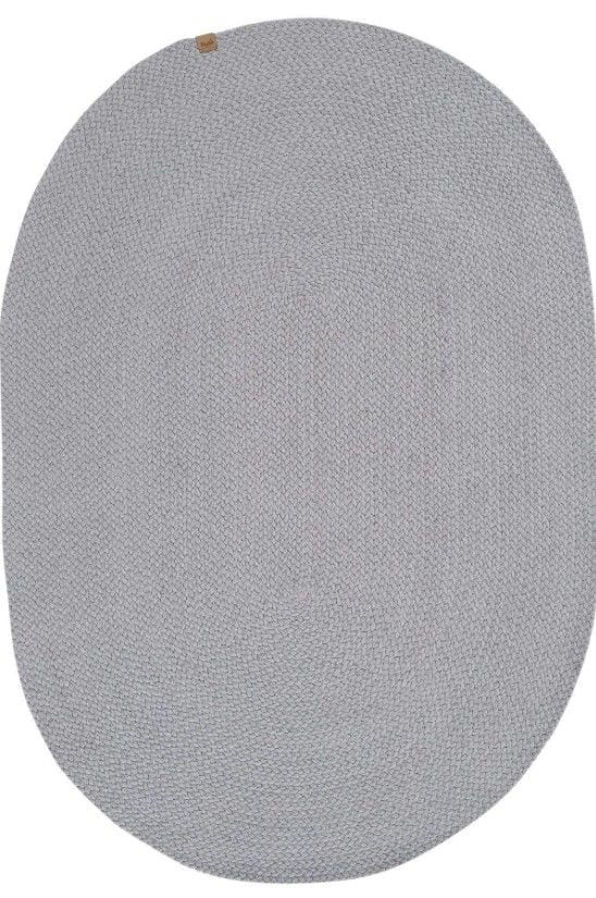 Lunox Gri Hasır Örgü Çift Taraflı Dokuma Yolluk Jüt Kilim Oval Banyo Paspası