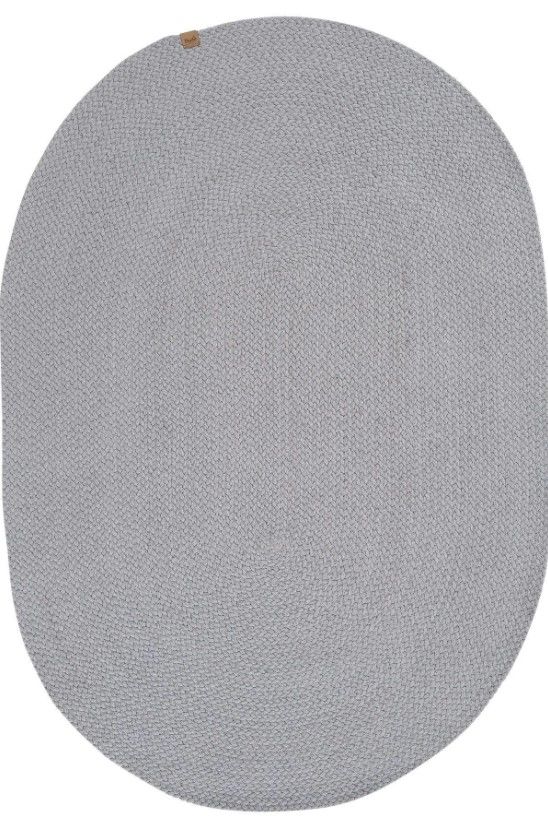 Lunox Gri Hasır Örgü Çift Taraflı Dokuma Yolluk Jüt Kilim Oval Banyo Paspası