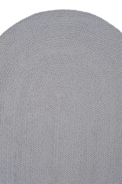 Lunox Gri Hasır Örgü Çift Taraflı Dokuma Yolluk Jüt Kilim Oval Banyo Paspası