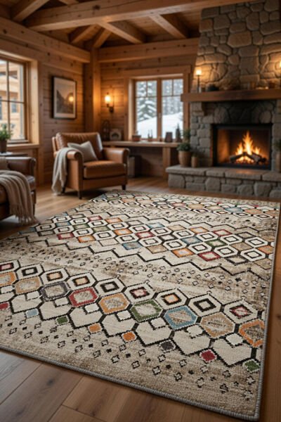 Drom Pamuk Dokuma Taban Kaymaz Şönil Makinede Yıkanabilir  Baklava Desenli Etnik Salon Yatak Odası Mutfak Koridor Yolluk Halı