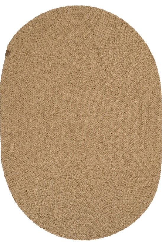 Lunox Kahve Hasır Örgü Çift Taraflı Dokuma Yolluk Jüt Kilim Oval Banyo Paspası