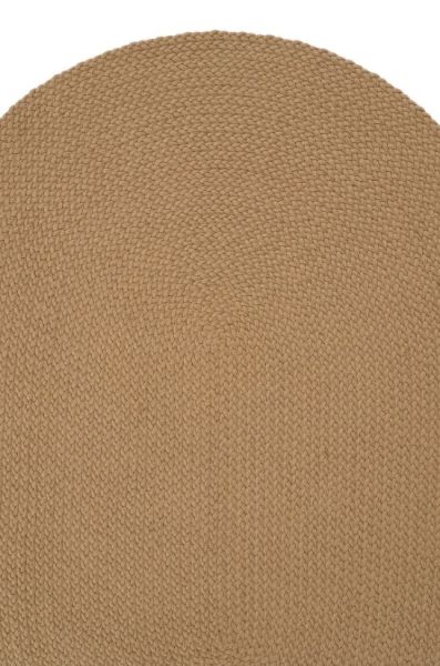 Lunox Kahve Hasır Örgü Çift Taraflı Dokuma Yolluk Jüt Kilim Oval Banyo Paspası