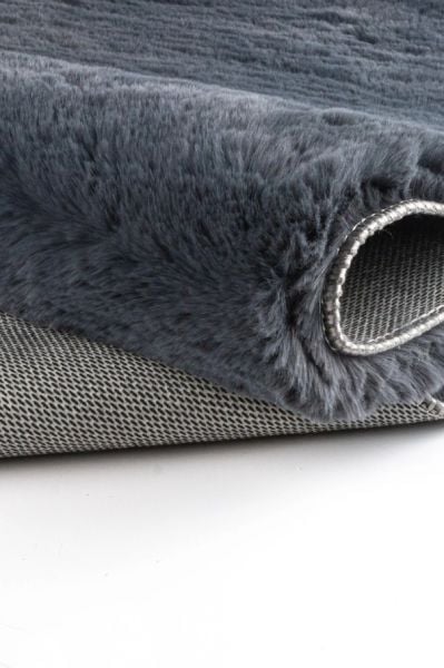 Luka Tavşan Post Antrasit Yumuşak Tüylü Kaymaz Tabanlı Ekstra Yumuşak Dokulu Halı
