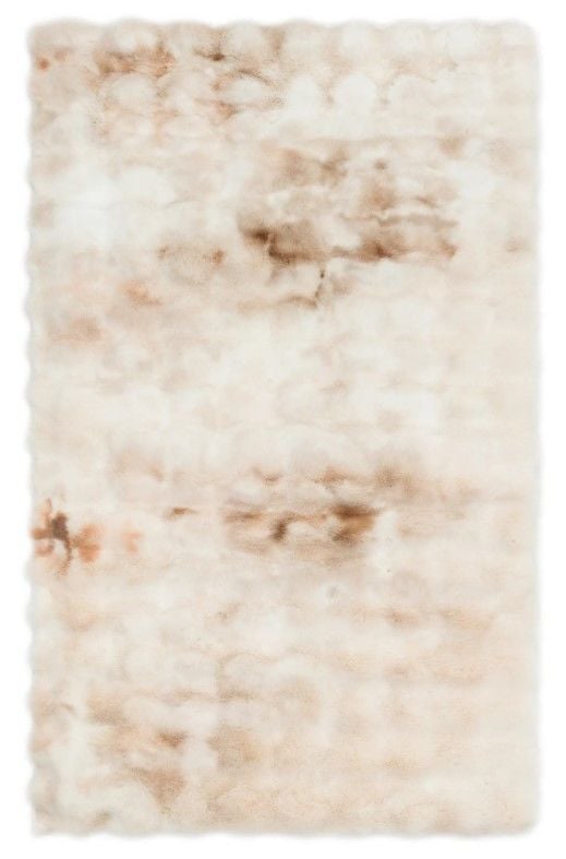 Ekstra Yumuşak Dokulu Geçişli Kahve Krem Bubble Tavşan Tüyü Darcio Dikdörtgen Post Peluş Halı