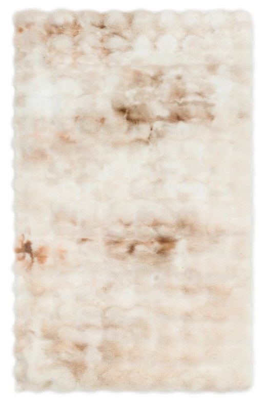 Ekstra Yumuşak Dokulu Geçişli Bej Krem Bubble Tavşan Tüyü Darcio Dikdörtgen Post Peluş Halı