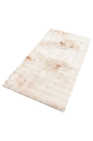 Ekstra Yumuşak Dokulu Geçişli Bej Krem Bubble Tavşan Tüyü Darcio Dikdörtgen Post Peluş Halı