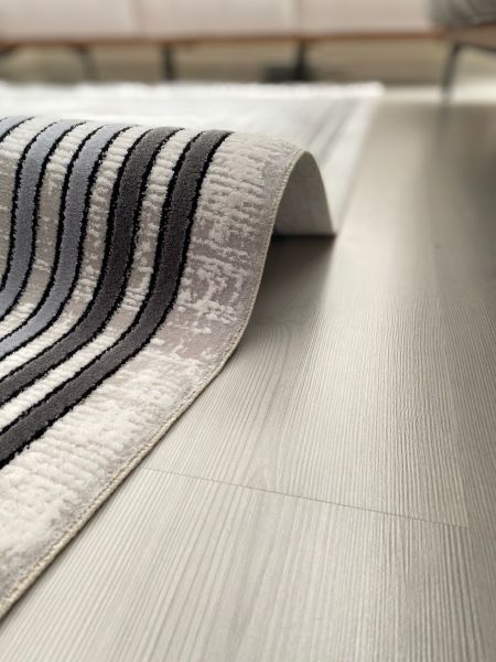 Türkmen Halı Mystik 20405 Gri Çerçeveli Modern Salon Halısı 80x300