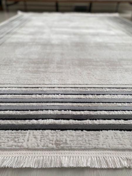 Türkmen Halı Mystik 20405 Gri Çerçeveli Modern Salon Halısı 100x200