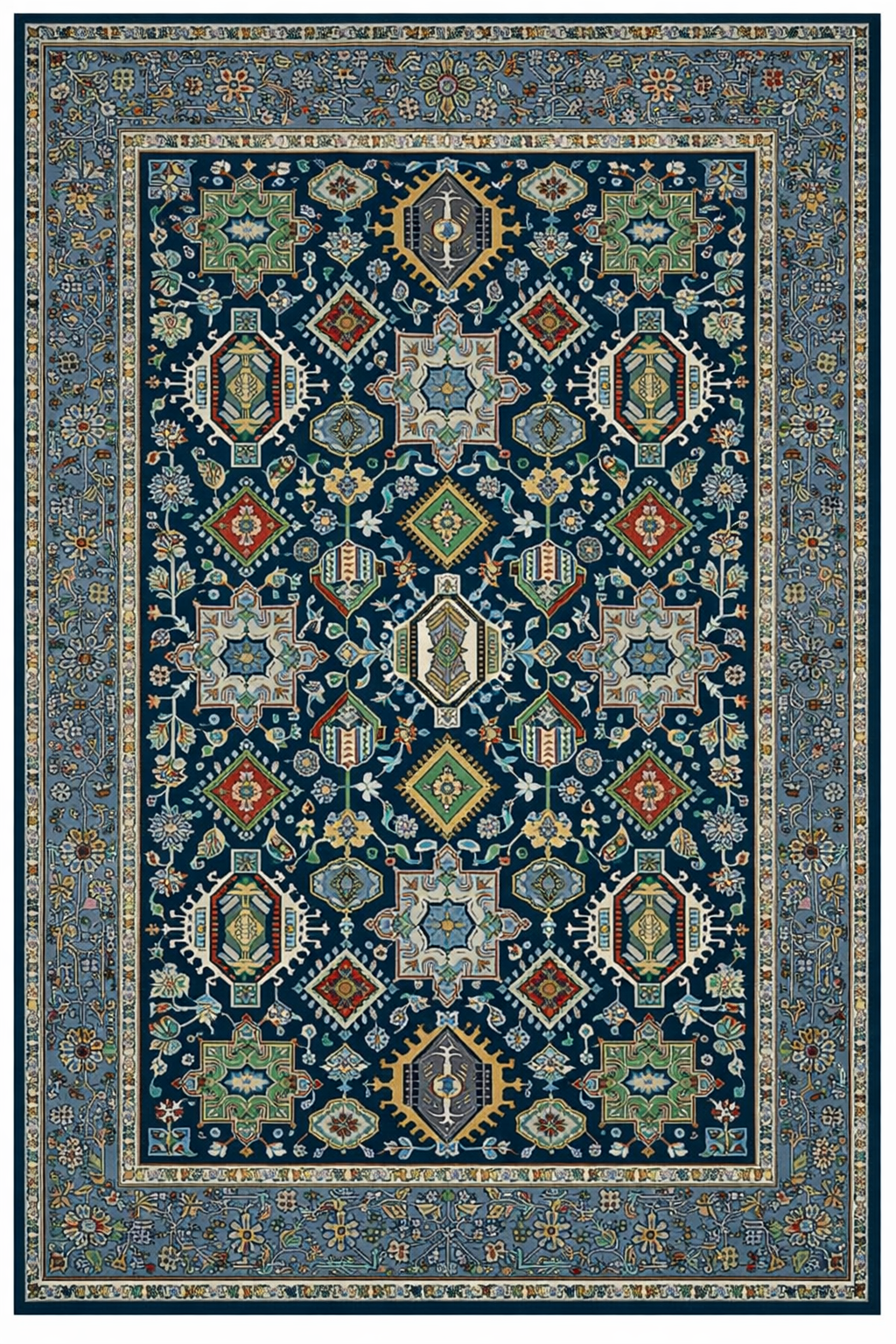 Drom Pamuk Dokuma Taban Kaymaz Şönil Makinede Yıkanabilir Etnik Çerçeveli Multi  Salon Yatak Odası Mutfak Koridor Yolluk Halı