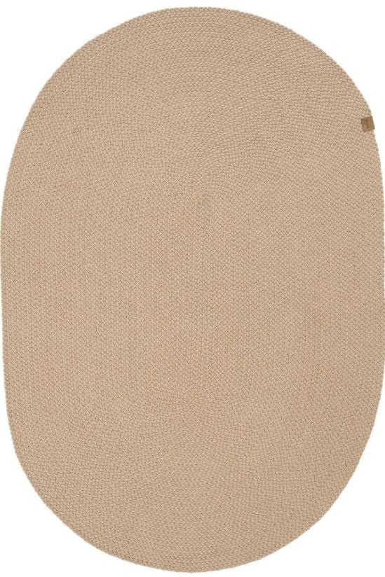 Lunox Bej Hasır Örgü Çift Taraflı Dokuma Yolluk Jüt Kilim Oval Banyo Paspası