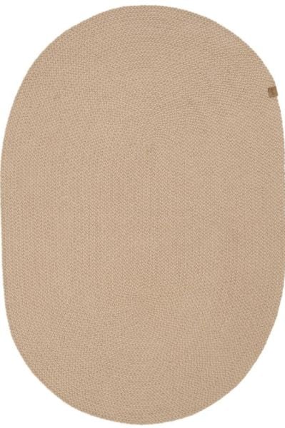 Lunox Bej Hasır Örgü Çift Taraflı Dokuma Yolluk Jüt Kilim Oval Banyo Paspası