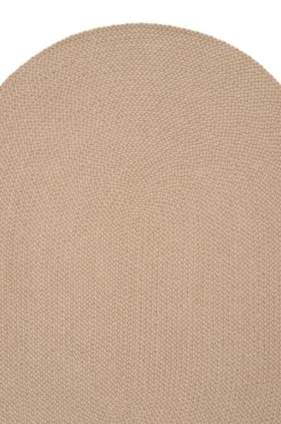 Lunox Bej Hasır Örgü Çift Taraflı Dokuma Yolluk Jüt Kilim Oval Banyo Paspası