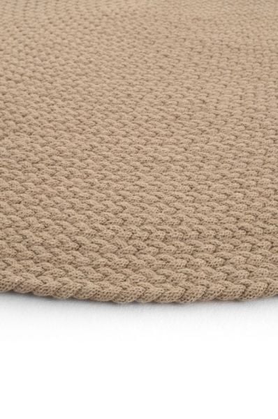 Lunox Bej Hasır Örgü Çift Taraflı Dokuma Yolluk Jüt Kilim Oval Banyo Paspası