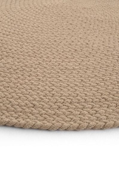 Lunox Bej Hasır Örgü Çift Taraflı Dokuma Yolluk Jüt Kilim Oval Banyo Paspası