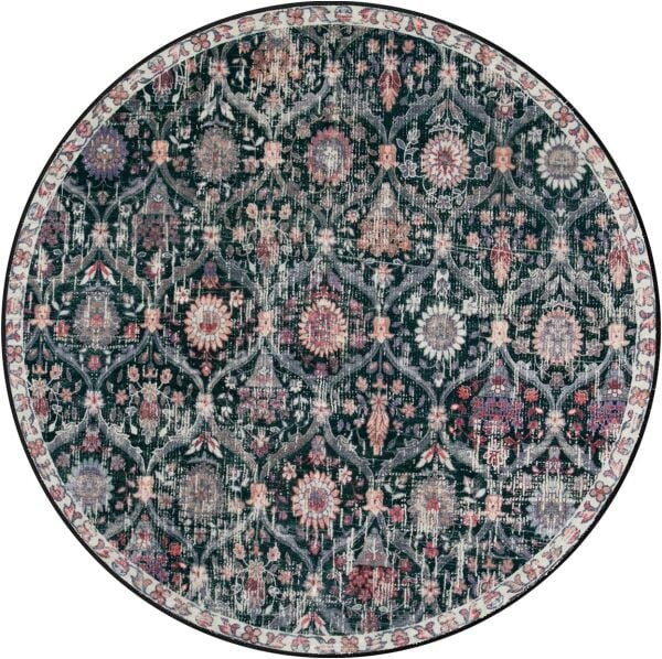 Drom Dokuma Taban Makinede Yıkanabilen Kilim Kaymaz Şönil Etnik Desenli Yuvarlak Kreatif Halı