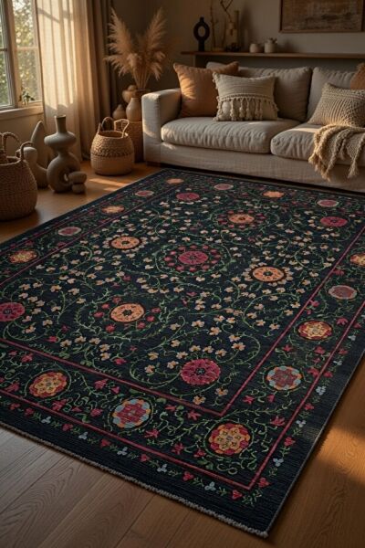 Drom Pamuk Dokuma Taban Kaymaz Şönil Makinede Yıkanabilir Etnik Multi Salon Yatak Odası Mutfak Koridor Yolluk Halı