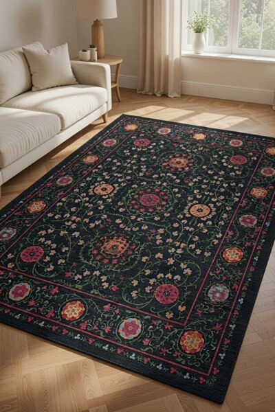 Drom Pamuk Dokuma Taban Kaymaz Şönil Makinede Yıkanabilir Etnik Multi Salon Yatak Odası Mutfak Koridor Yolluk Halı