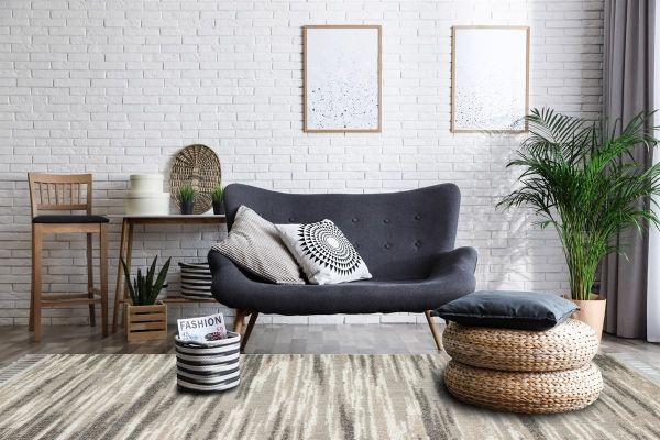 Eko Halı Motto 01 Gri Beyaz Yumuşak Tuşeli Örgü Dokuma Modern Bukle Makine Halısı