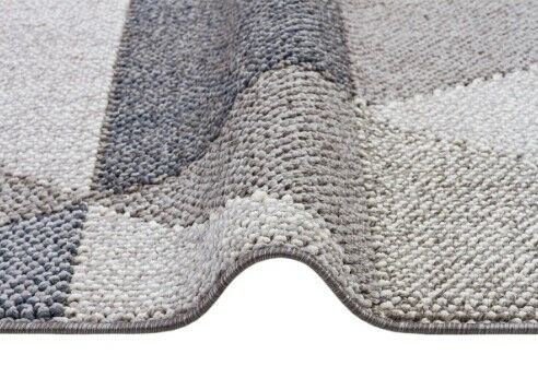 Türkmen Halı Oslo 19477 Gri Mavi Bukleli Modern Örgü Saçaklı Halı