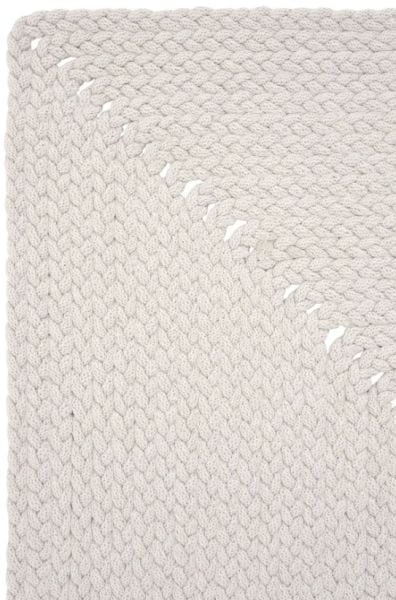 Lunox Beyaz Hasır Örgü Çift Taraflı Dokuma Yolluk Jüt Kilim Dikdörtgen Banyo Paspası