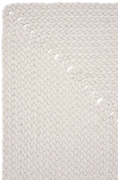 Lunox Beyaz Hasır Örgü Çift Taraflı Dokuma Yolluk Jüt Kilim Dikdörtgen Banyo Paspası