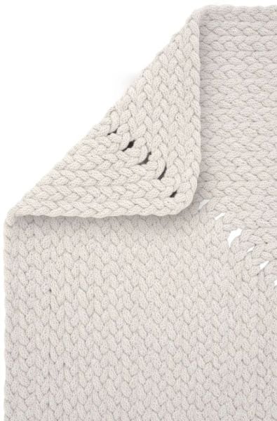 Lunox Beyaz Hasır Örgü Çift Taraflı Dokuma Yolluk Jüt Kilim Dikdörtgen Banyo Paspası