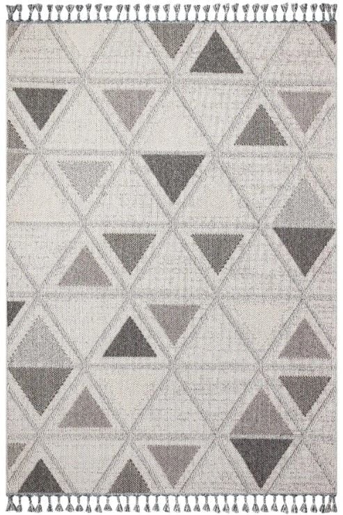 Türkmen Halı Oslo 1840A Beyaz Bukleli Modern Örgü Saçaklı Halı