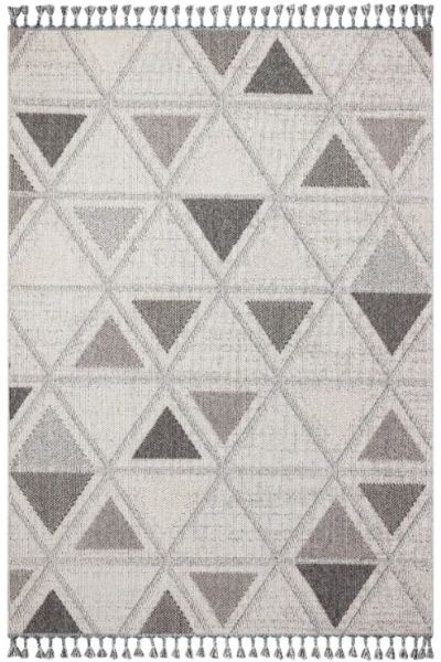 Türkmen Halı Oslo 1840A Beyaz Bukleli Modern Örgü Saçaklı Halı