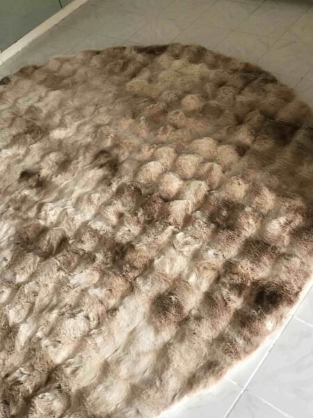Ekstra Yumuşak Dokulu Multi Kahve Krem  Bubble Tavşan Tüyü Darcio Yuvarlak Post Peluş Halı