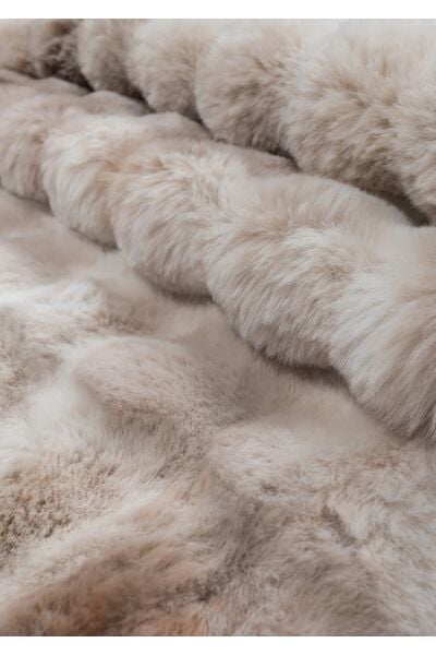 Ekstra Yumuşak Dokulu Multi Kahve Krem  Bubble Tavşan Tüyü Darcio Yuvarlak Post Peluş Halı