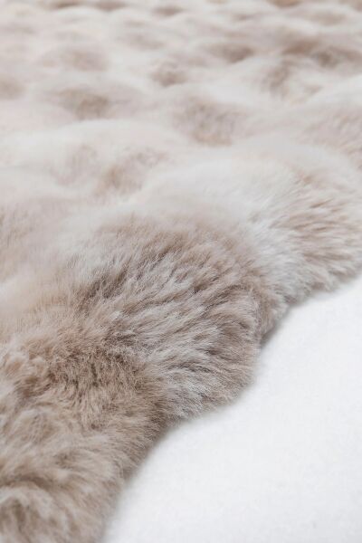 Ekstra Yumuşak Dokulu Multi Kahve Krem  Bubble Tavşan Tüyü Darcio Yuvarlak Post Peluş Halı