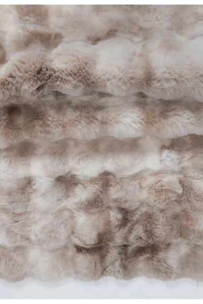 Ekstra Yumuşak Dokulu Multi Kahve Krem  Bubble Tavşan Tüyü Darcio Yuvarlak Post Peluş Halı